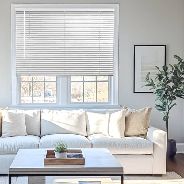 slide 2 of 5, Chicology Light Filtering Cordless Vinyl Mini Window Blinds - 1" Slats - White 48" Height Sizes