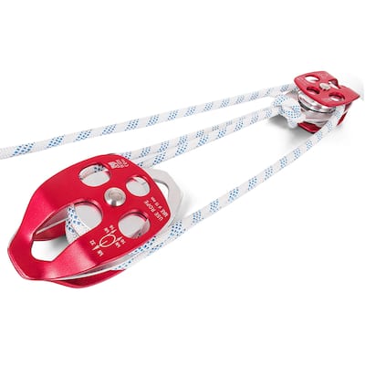 Twin Sheave Block and Tackle 7700LBS Pulley 100Ft - 7700LBS Pulley 100Ft, 1/2Inch