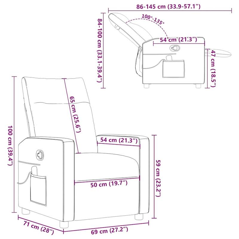 vidaXL Massage Recliner Chair Dark Grey Fabric