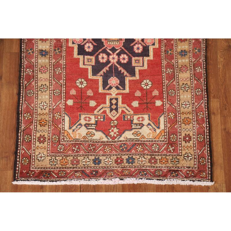 Vegetable Dye Meshkin Persian Runner Rug Hand-knotted Wool Carpet - 3'4"x 10'7"