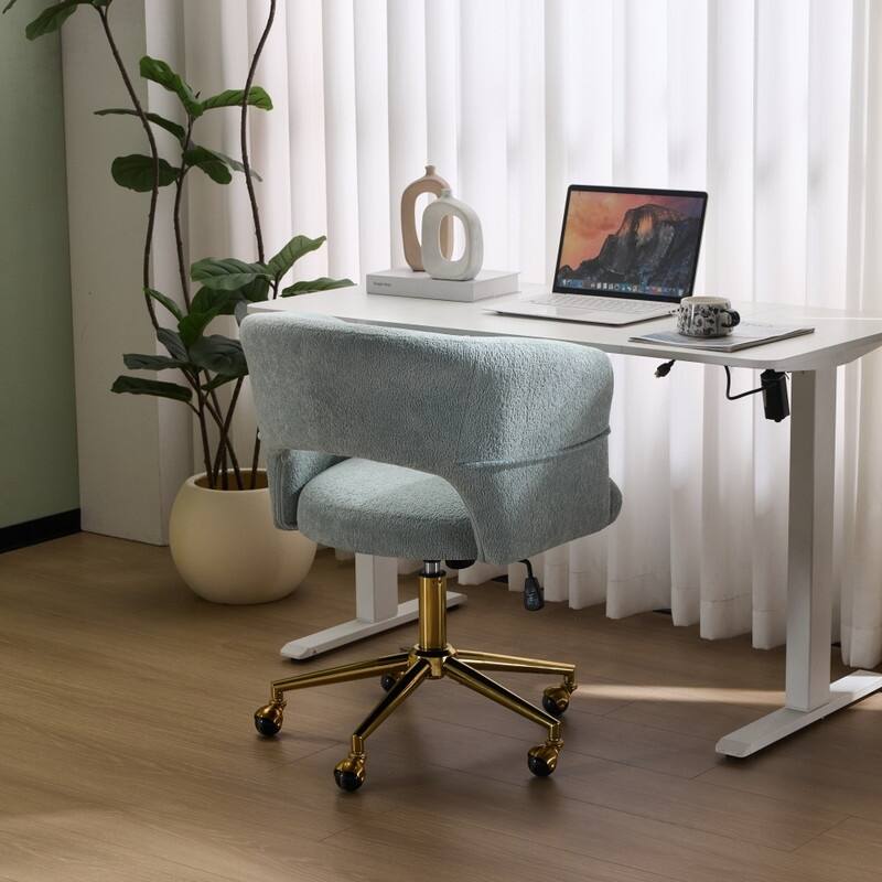 22.64 Inch Velvet Ring Backrest Swivel Office Chair