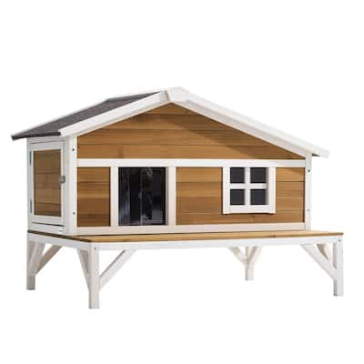 Outdoor Cat House with Insulated Foam Panels and PVC Curtain Weather-Resistant Design