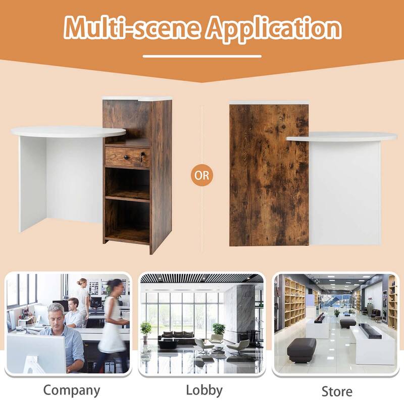 Costway Front Reception Counter Desk Checkout Office Desk with Open