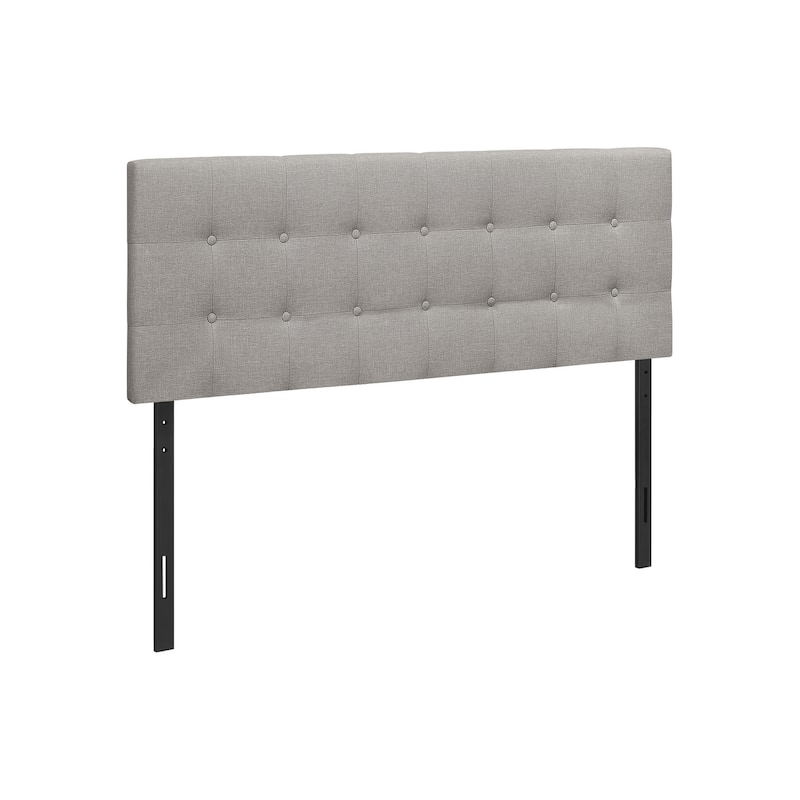 Queen Size Upholstered Grey Linen Look Bed Headboard