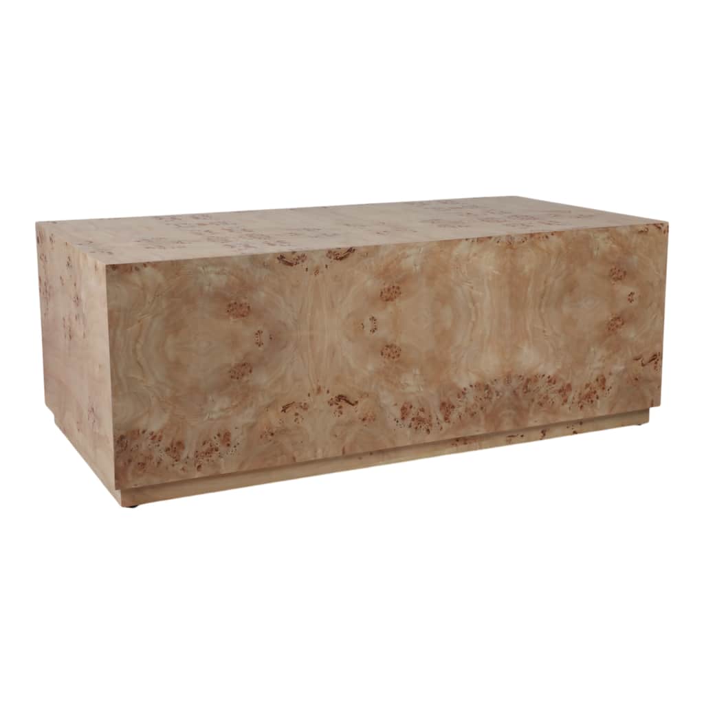 Wood Rectangular Coffee Table Modern Burl Grain Block Design - 18" Tan - 47" x 23.75" x 17.75"