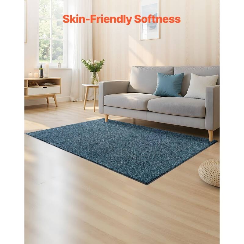 Slate Blue Carpet Floor Mat 6x4 ft Soft Non-Slip Durable Commercial Home Rug - 72.01 x 47.99 x 0.28 in