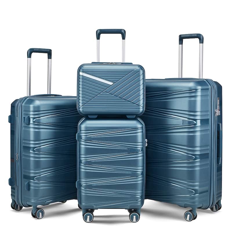 Luggage Sets 4 Piece with Spinner Wheel, Hardside Suitcase Set with TSA Lock, Expandable Luggage for Men and Women Travel - Peacock Blue