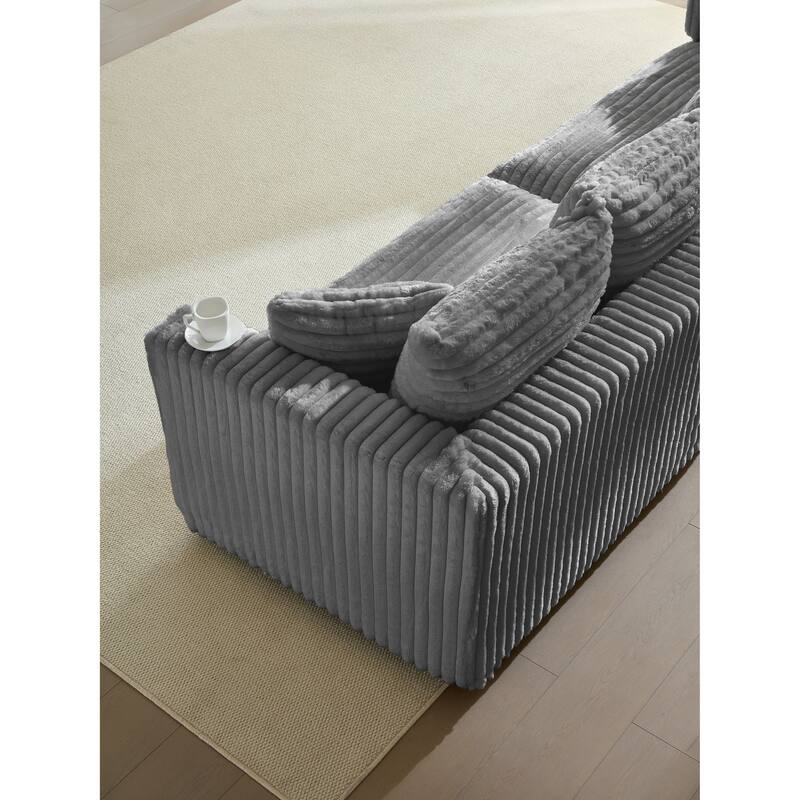 104.3" Plush Corduroy Cloud Couch, Modular Sectional Sofa with Pillows, Deep Seat Convertible Lounge Chair for Apartment
