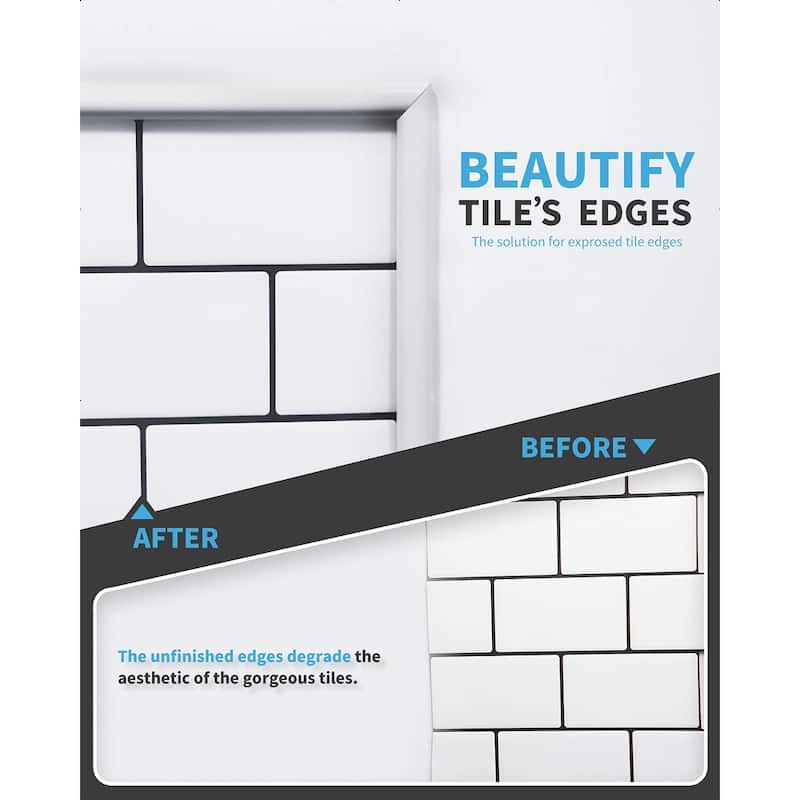 Art3d 10 Ft Peel and Stick Trim for Backsplash Tile Edge, Self-Adhesive Liner for Corner Decor in Stainless Steel