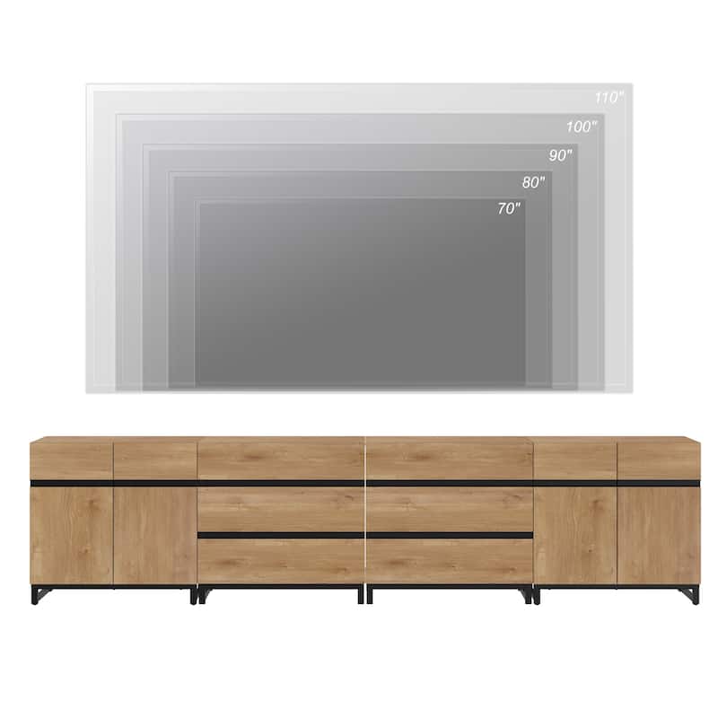 Modern TV Stand for TVs up to 120 inch, 4 in 1 TV Console with Adjustable Shelves and 6 Drawers, Media Console