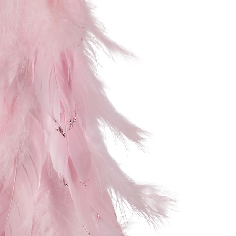 Glittered Layered Feather Cone Tree Christmas Decoration - 19.5" - Pink
