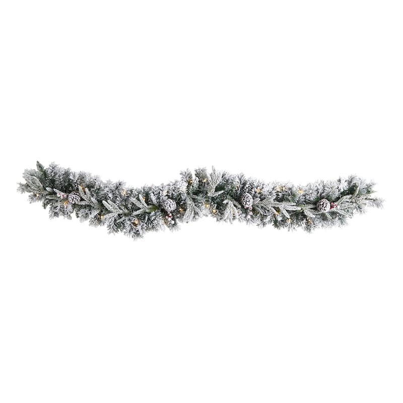 6Ft Christmas Garland with Lights - Holiday Decor, Festive Greenery, Warm White LED, Mantle & Staircase Decor - 72
