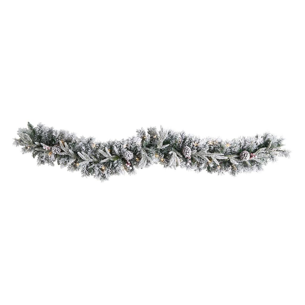 6Ft Christmas Garland with Lights - Holiday Decor, Festive Greenery, Warm White LED, Mantle & Staircase Decor - 72