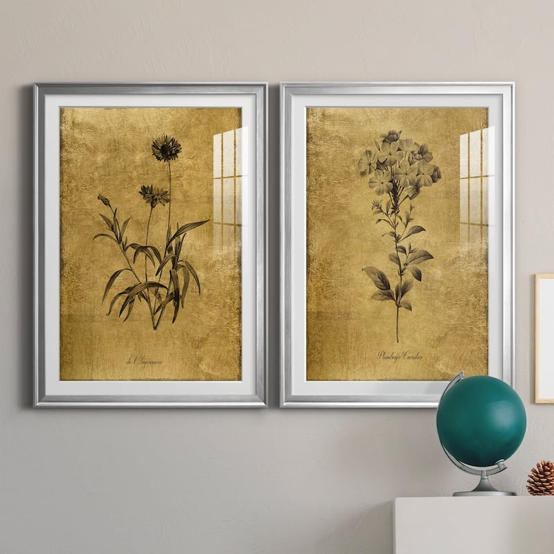 Gold Sketch Botanical I Premium Framed Print - Ready to Hang