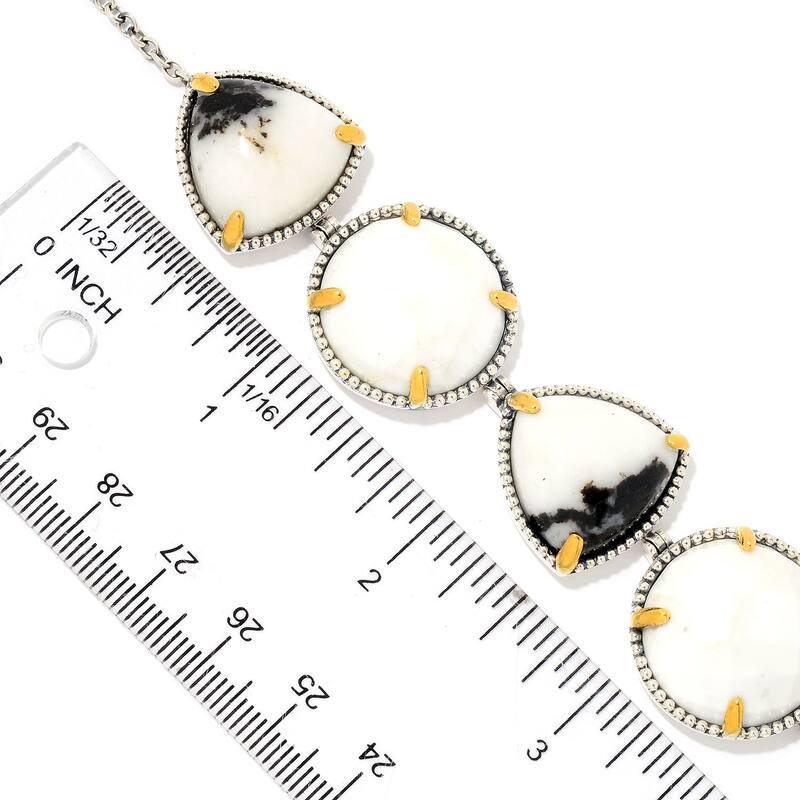 925 Sterling Silver White Magnesite and White Buffalo Bracelet