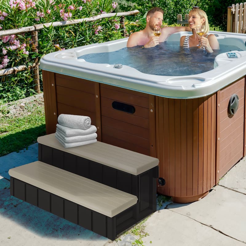 Confer Plastics Leisure Accents Deluxe Spa Step, 36" W Hot Tub Stairs,Portobello - 36 x 24 x 14 inches