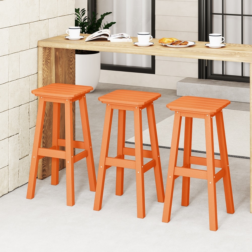 Laguna Hdpe All Weather Outdoor Patio 29" Square Bar Stool (Set Of 3)