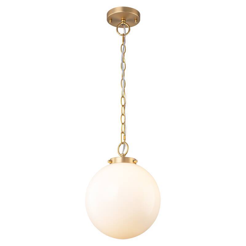 9.8" W 1-Light Modern Opal Glass Globe Pendant Light for Kitchen Island or Bedroom - 9.8 in. W x 15.7 in. H x 9.8 in. D