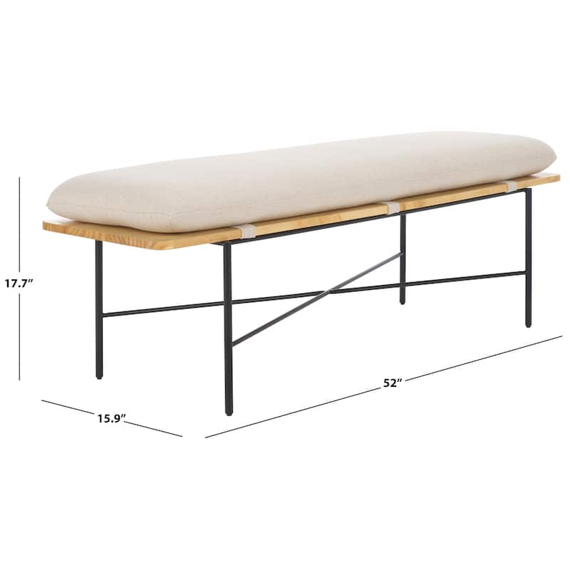 SAFAVIEH Emric Bench with Cushion - 52"W x 16"D x 18"H