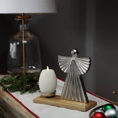 Heavenly Angel Metal Christmas Votive Candle Holder - 10" - Silver