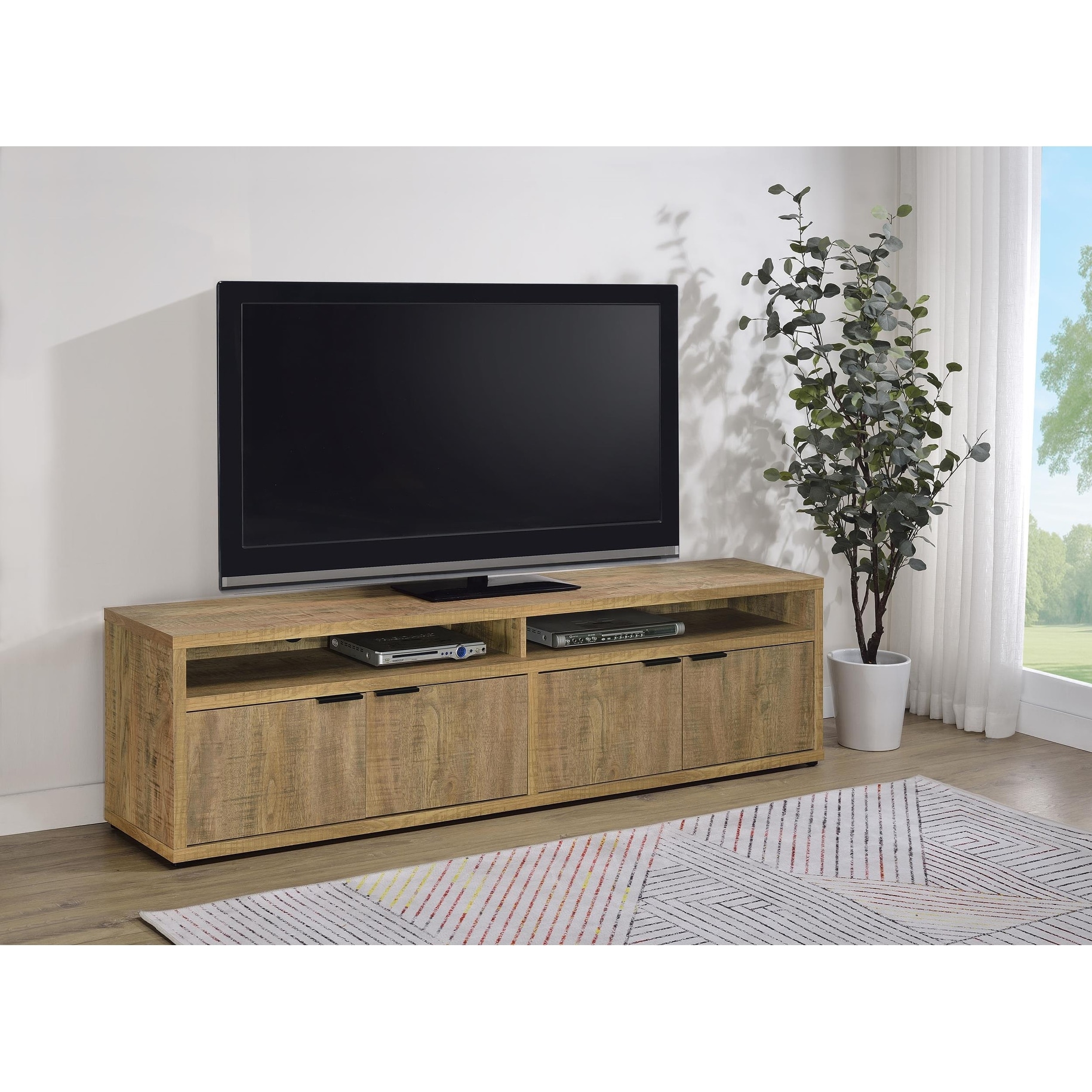 Tabby 79-inch 4-door Engineered Wood TV Stand Media Console Mango