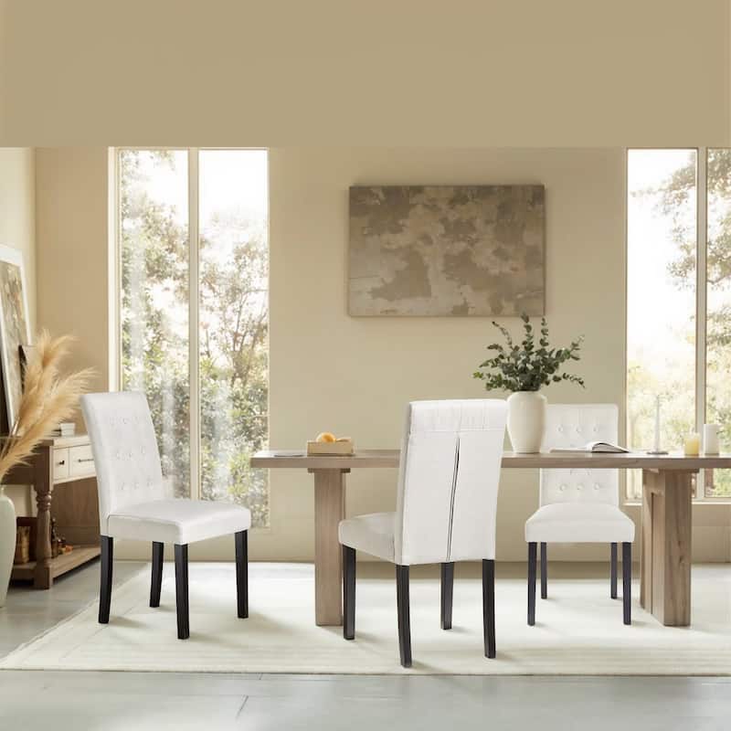 Tufted Dining Room Chairs Set of 2, Parsons Diner Chairs Upholstered Side Kitchen Chairs with Solid Wood Legs and Padded Seat