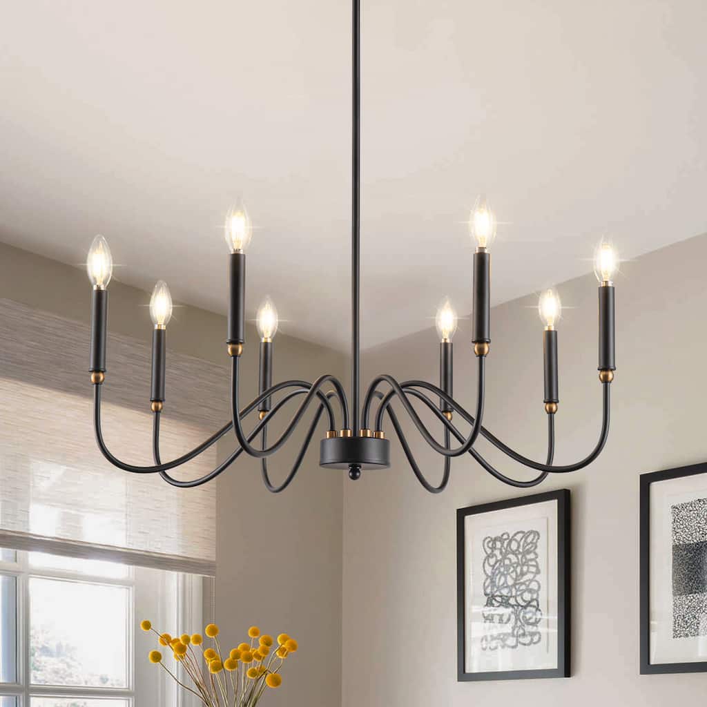 Black Chandelier Light Fixture Farmhouse Candle Chandelier Candlestick Chandelier Traditional Chandelier - 8-Light