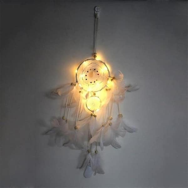 Romantic and Decorative Gift for the Bedroom Car pink MMLsure/® Girls/’ Dream Catcher with Light LED Dreamcatcher with Pink Feathers