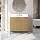 preview thumbnail 78 of 95, Vanity Art 36" Single Sink Bathroom Vanity Cabinet with Engineered Marble Countertop 36"/Golden Brushed Handle - Linear Natural Oak