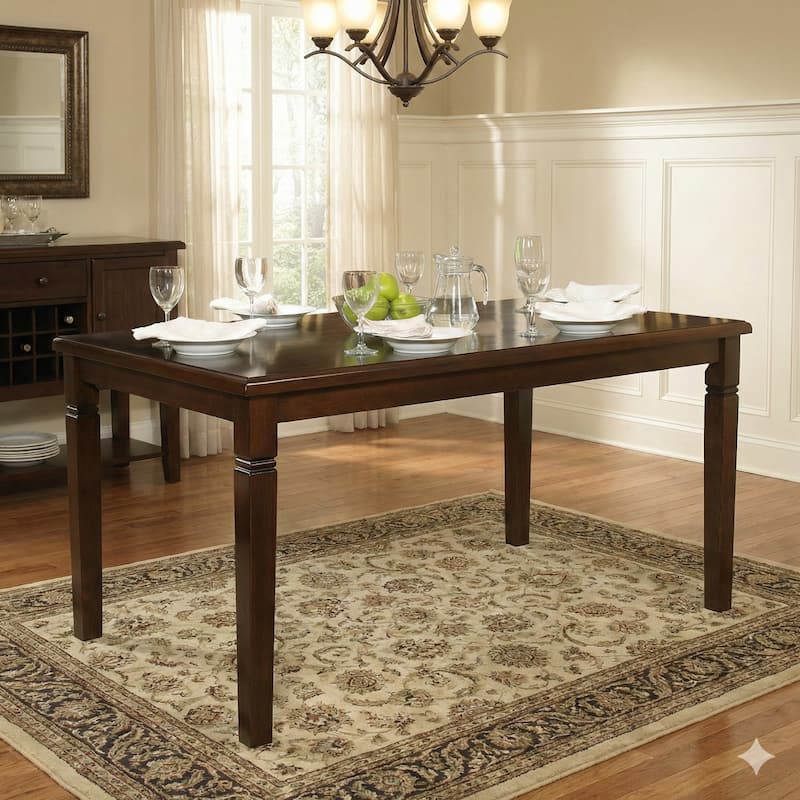 Rectangular Shape Wooden Dining Table with Tapered Legs, Oak Brown