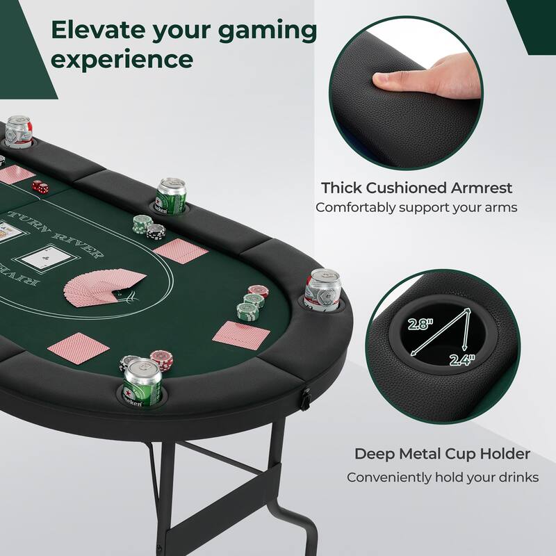 Gymax 8 Player Foldable Poker Table Portable Folding Texas Holdem