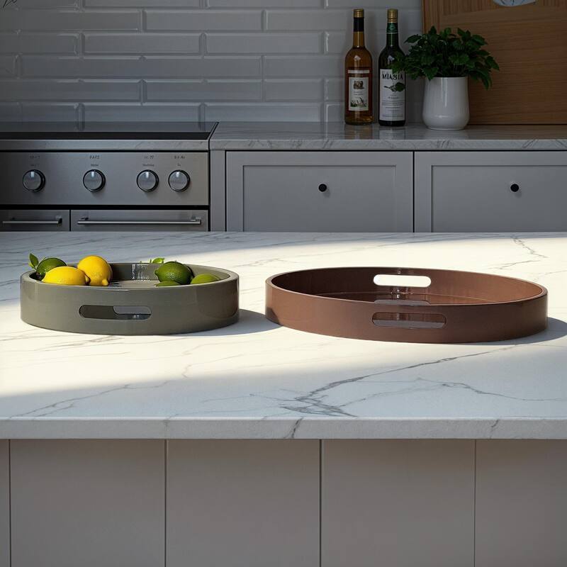 MDF Lacquered Trays with Handles - 18" x 2.25" H and 13.75" x 2.25" H