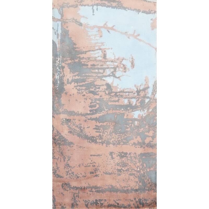 Hand Knotted Oriental Viscose Silk Carpet Modern Abstract Multi-Colored Abstract Area Rug - 4' 0'' X 2' 0''