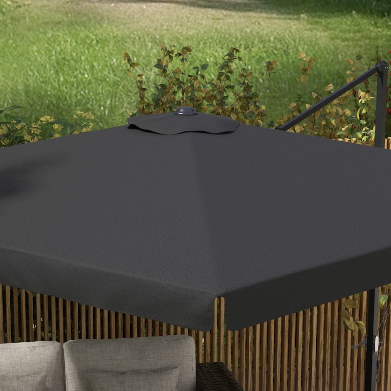Hanging Patio Parasol, Square Parasol with Tilt Crank Cross Base Aluminum Pole and Vents for Garden Pool, Backyard, Gray