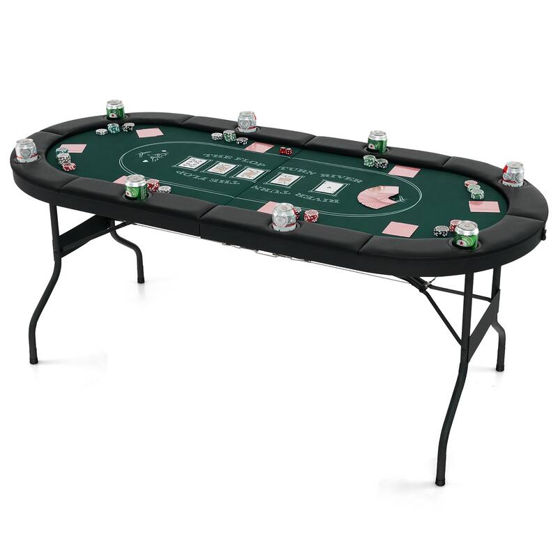 Gymax 8 Player Foldable Poker Table Portable Folding Texas Holdem - Green