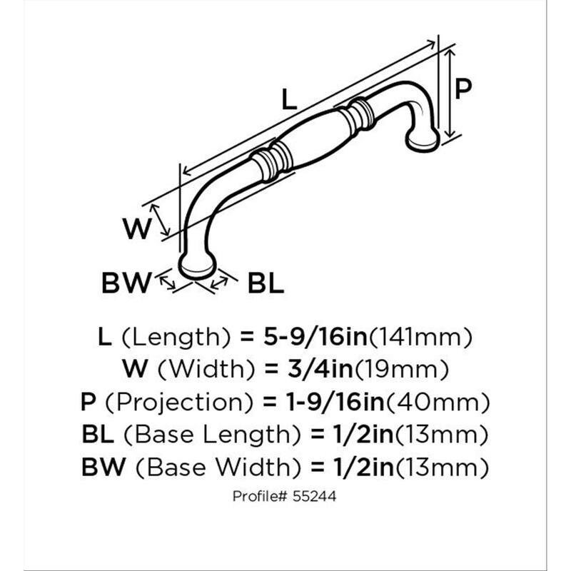 Granby 5-1/16 in (128 mm) Center-to-Center Polished Chrome Cabinet Pull - 5.0625