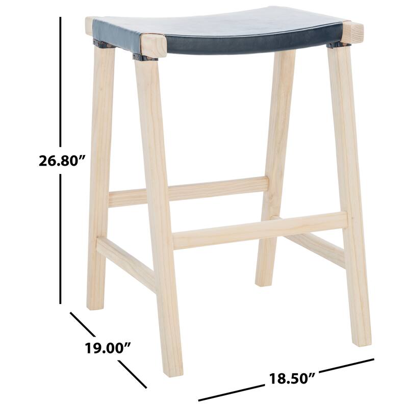 SAFAVIEH Neelofar 27-inch Leather Rectangle Counter Stool - 18.5" x 19" x 26.8" - 19Wx19Dx27H