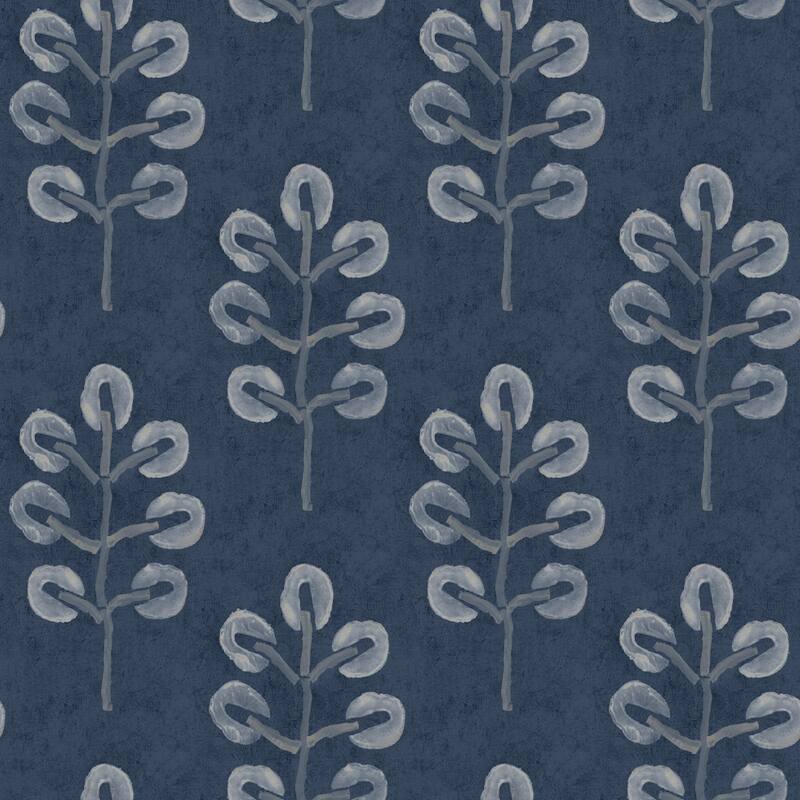 Chesapeake Plum Tree Dark Blue Botanical Wallpaper