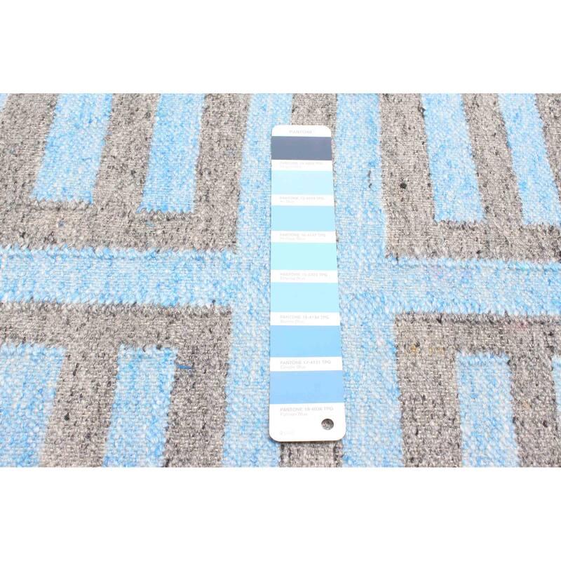 ECARPETGALLERY Flat-Weave Ankara FW Sky Blue Wool Kilim - 5'2 x 8'0