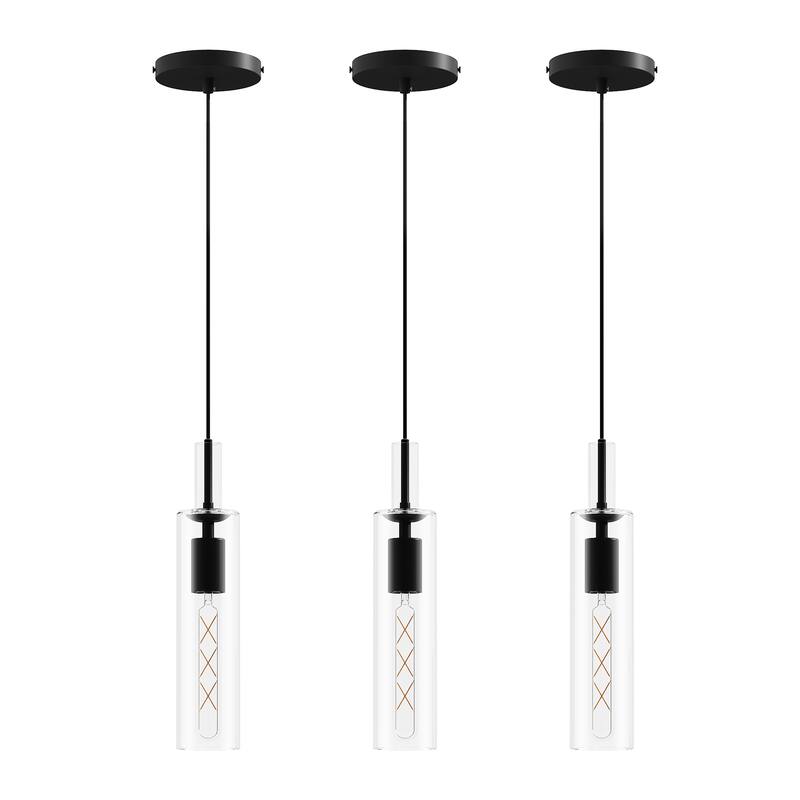 3 Pack Black Pendant Lights for Kitchen Island - Black