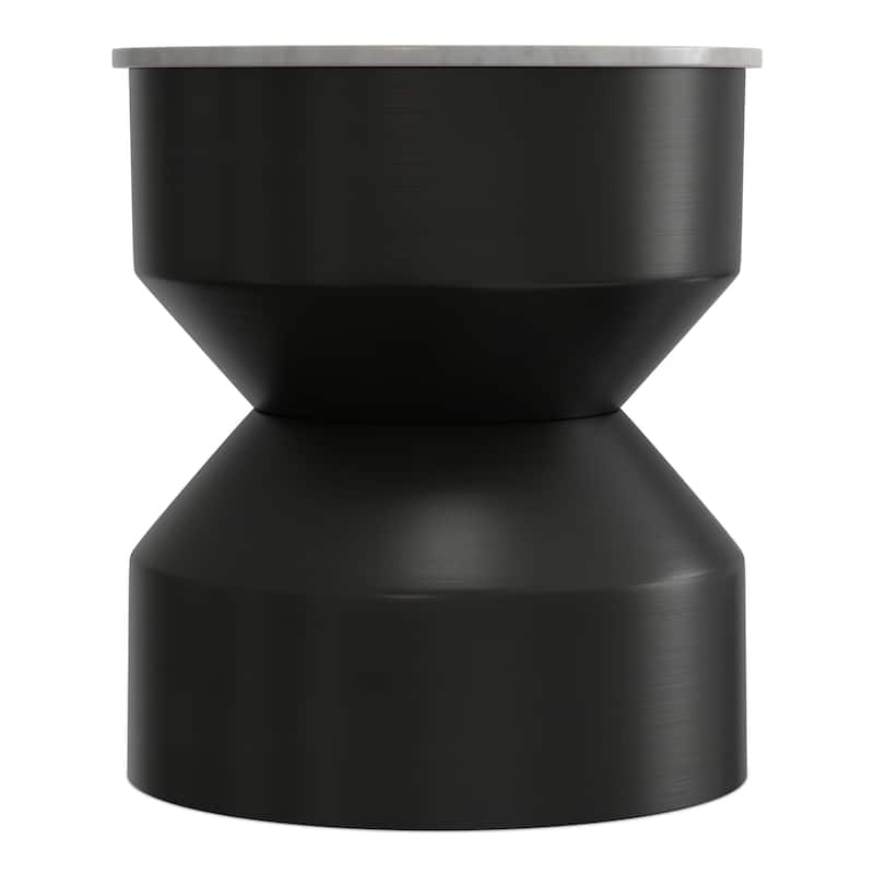 WYNDENHALL Dolly 16" Wide Genuine Marble Top Modern Metal End Table in Black/White & Assembled