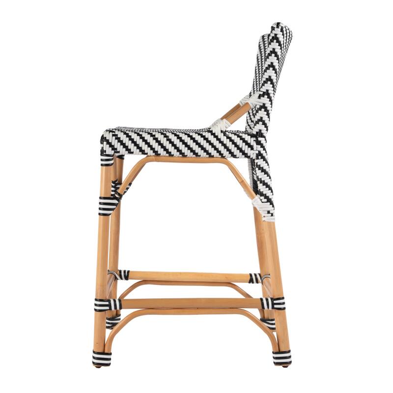 Creanly 25.25"H Seat Rattan Counter Stool with Back