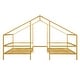 preview thumbnail 9 of 8, Metal Double Twin Triangular House Beds with Built-in Table, Stylish Double Twin Bed Frames for Kids, No Box Spring Needed, Gold