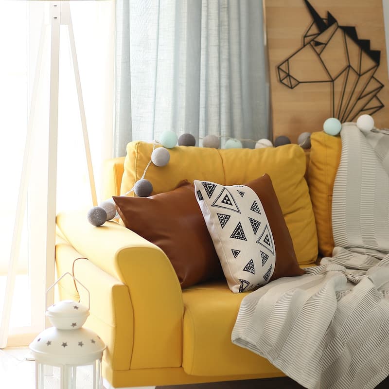 Decorative Vegan Faux Leather Throw Pillows Set of 2