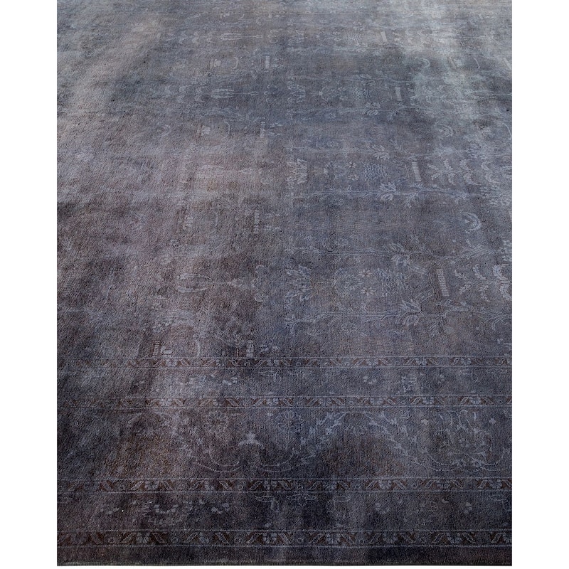 Overton Hand Knotted Wool Vintage Inspired Modern Contemporary Overdyed Purple Area Rug - 9' 1" x 12' 3"