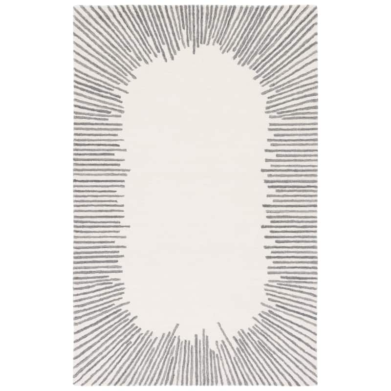 SAFAVIEH Handmade Fifth Avenue Corianna Modern New Zealand Wool - 5' x 5' Square - Ivory/Grey