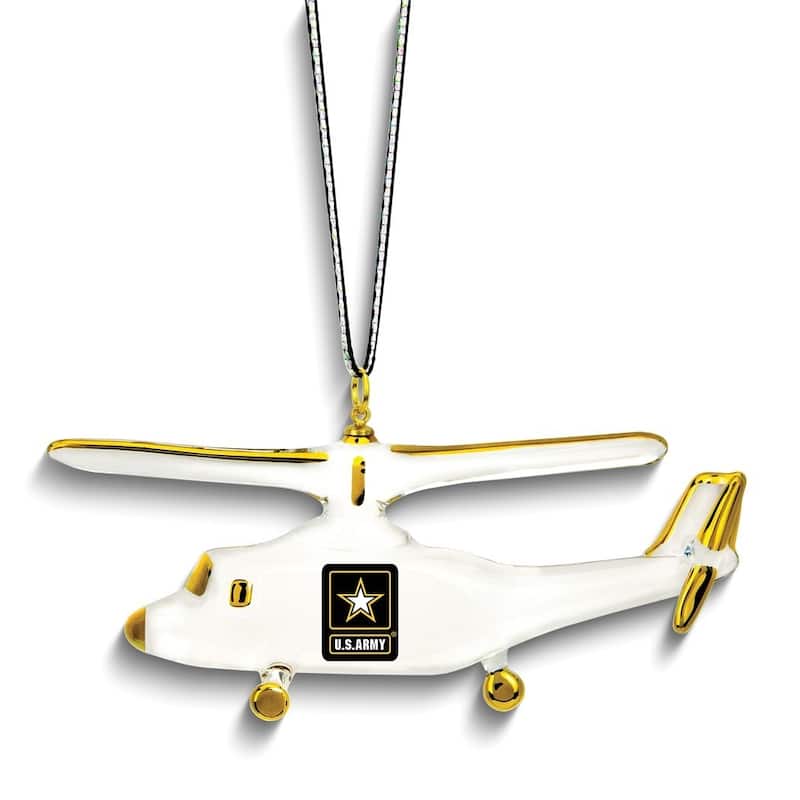 Curata Us Army Logo Helicopter Glass Ornament