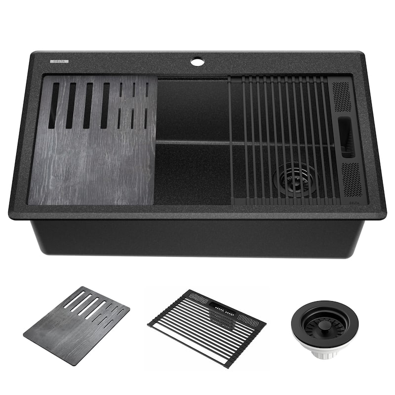 Delta Everest 33� Workstation Kitchen Sink Top Mount Drop-In Granite