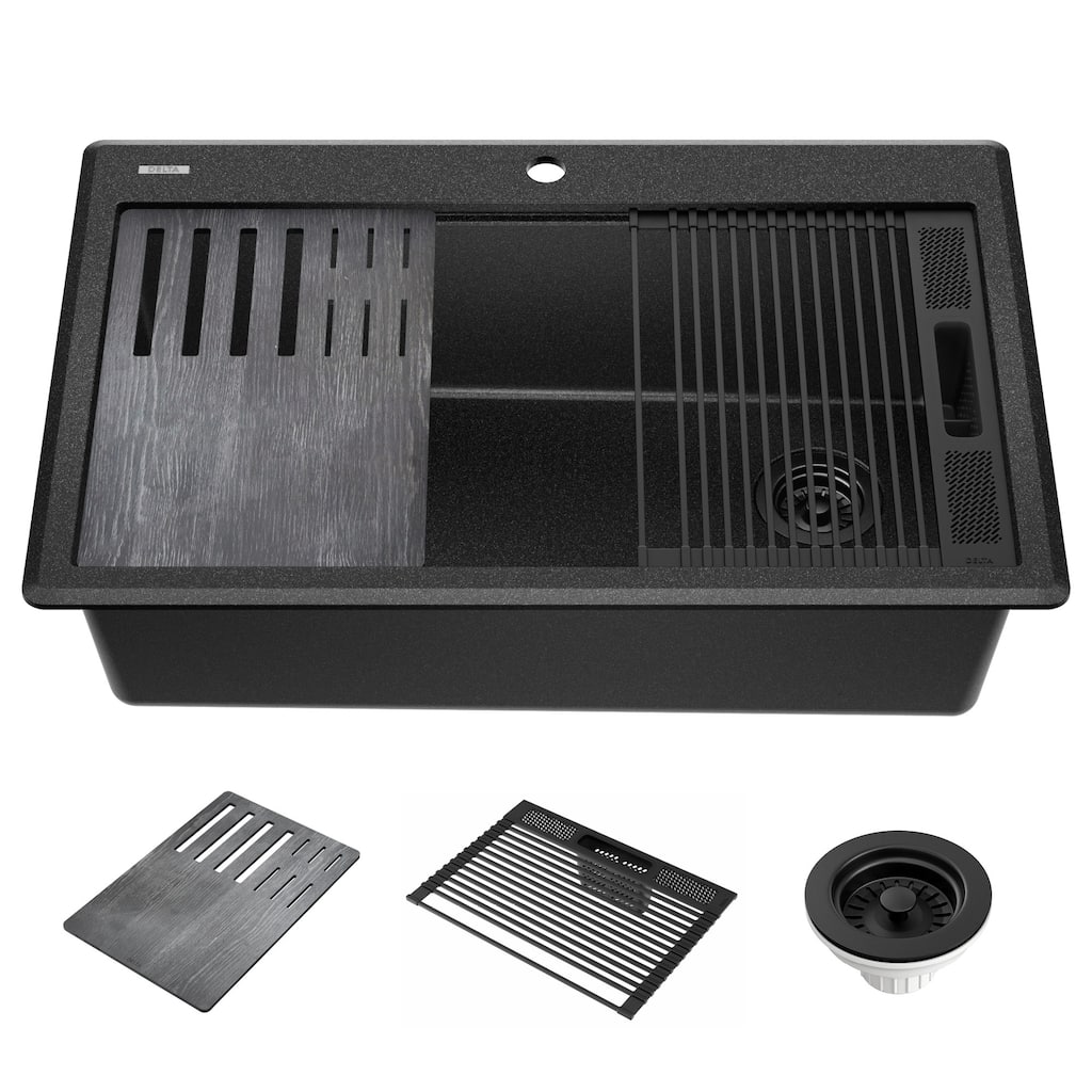 Delta Everest 33� Workstation Kitchen Sink Top Mount Drop-In Granite