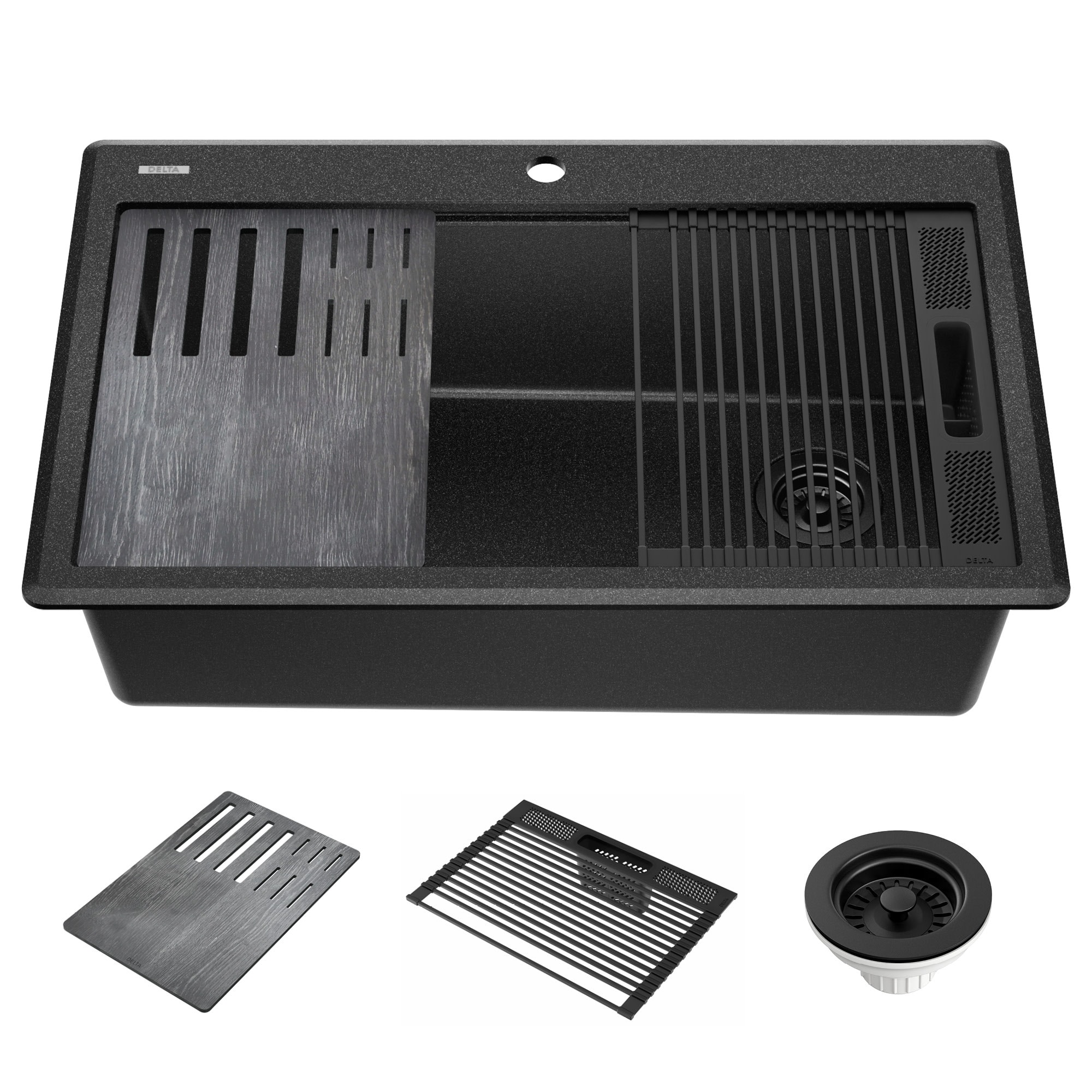 Delta Everest 33� Workstation Kitchen Sink Top Mount Drop-In Granite